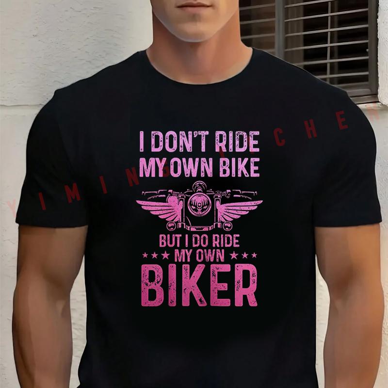 Black Biker Wife Girl I Ride My Own Biker Funny Motorcycle Cotton T-Shirt New Casual O-neck Short Sleeve Tees