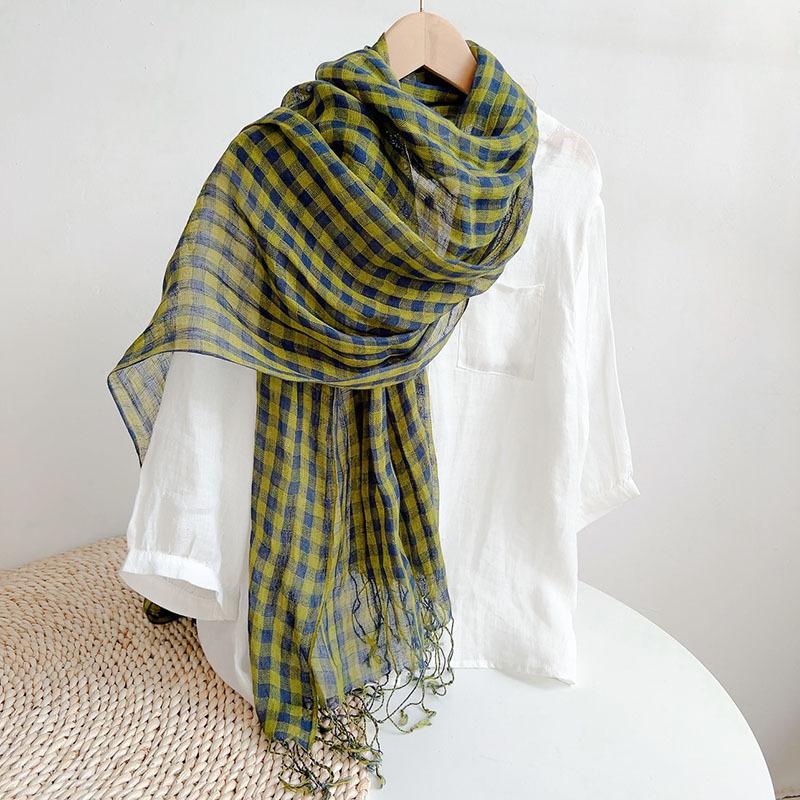 Japanese Rain Dew Linen Primary Color Scarf, Light Women'S Sunscreen Scarf