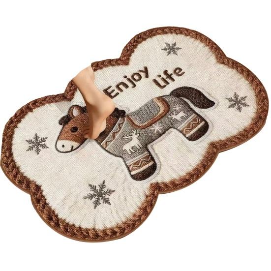 

Floor Mat Cartoon Horse Design Anti-Slip Water Absorbent Festive Home Mat Bathroom Kitchen Home Decor 40x60cm