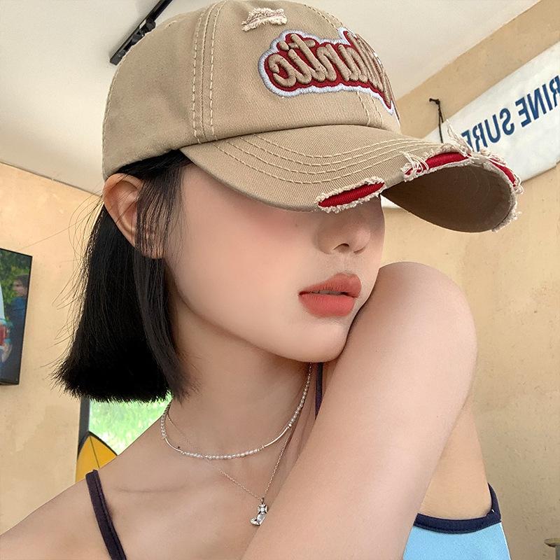 Baseball Cap Women S Soft Top Outdoor Letter Embroidery Men S Hat Fashion Soft Top Washed Big Head Cap