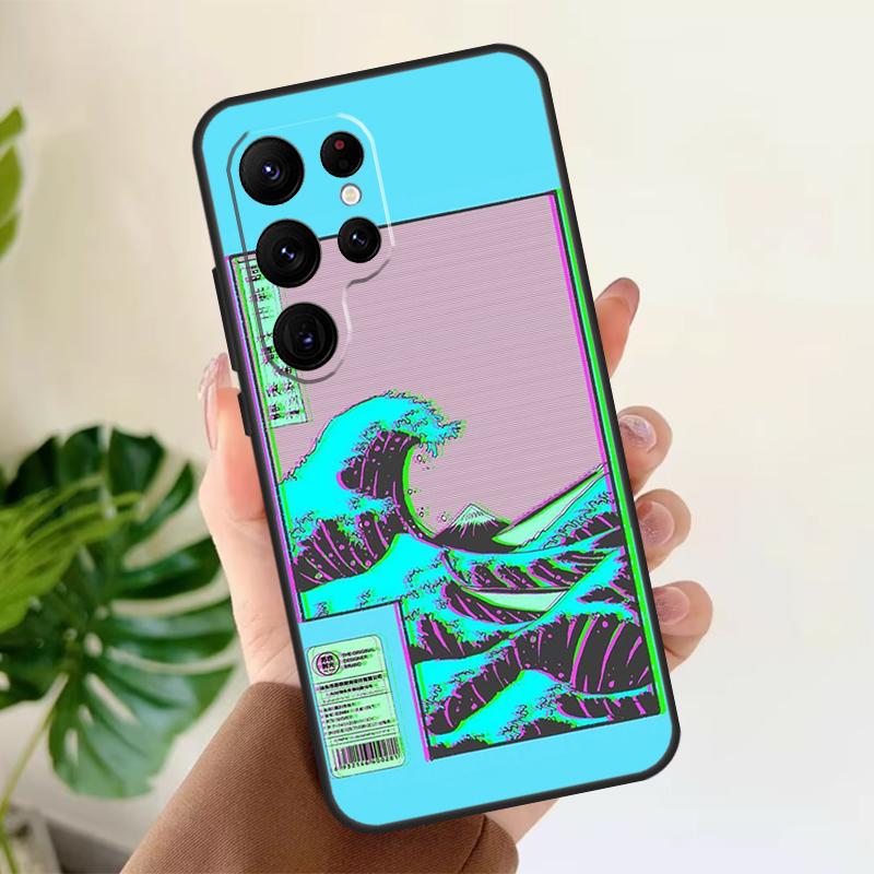 Great Wave Retro Cyber Statue Soft Case For Samsung Galaxy S25 Ultra S21 S22 S23 S24 Plus S9 S10 S20 FE S24 FE Phone Cover