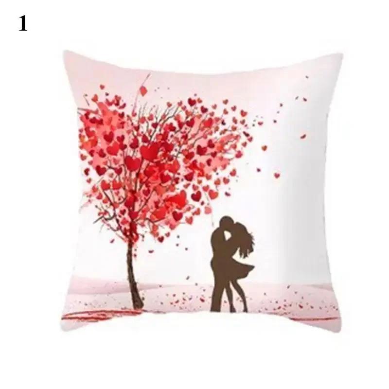 Valentine's Day Cushion Cover Red Heart Print Pillowcase Pillowcase Sofa Sofa Pillowcase