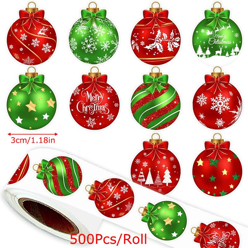500pcs/Roll Round Window Display Sealing Sticker Decorative Gift Box Self-adhesive Stickers Christmas Decor