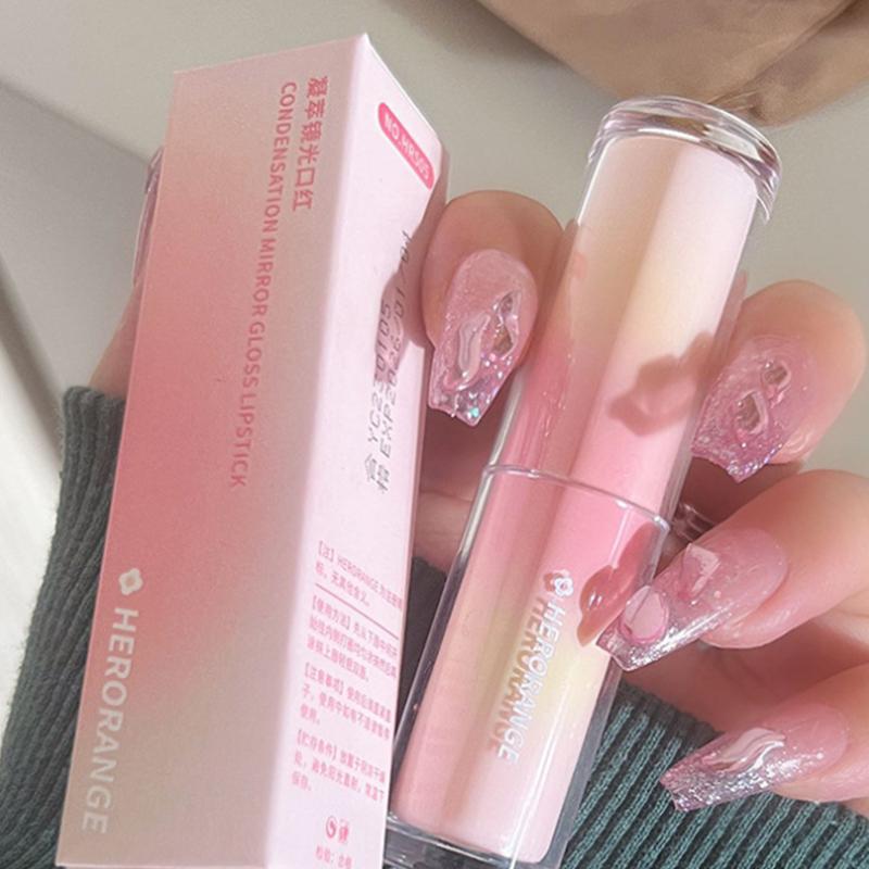Herorange Water Gloss Mirror Lipstick Jelly Transparent Lip Stick Moisturizing Long-Lasting Solid Lip Gloss Makeup