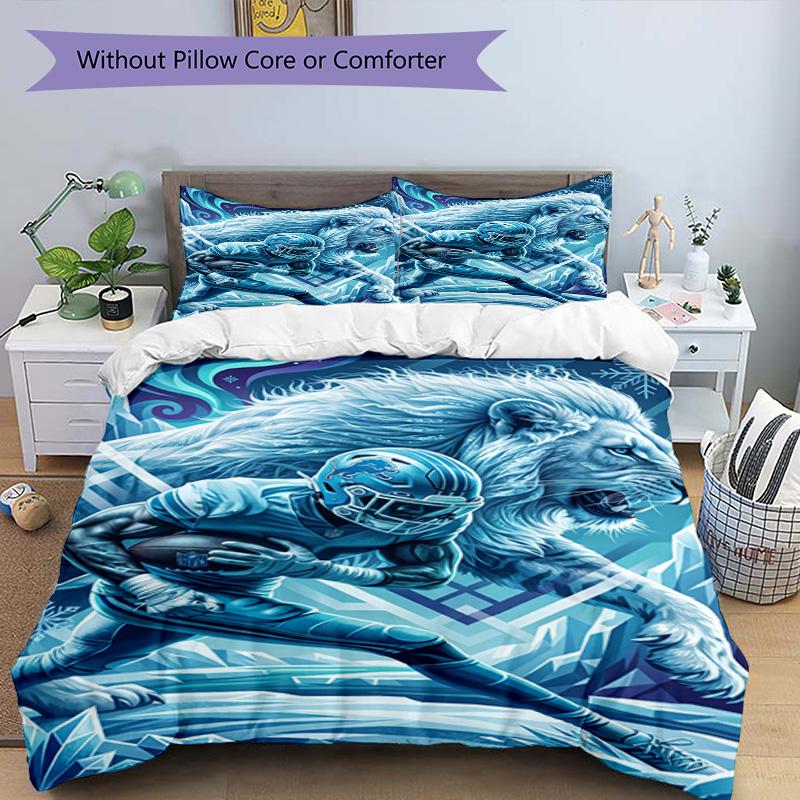 Conjunto de capa de edredom 3 peças (1*Capa de edredom + 2*Fronha, sem núcleo), Conjunto de Roupa de Cama com Estampa da NFL, Decoração de Quarto, Para Todas as Estações, Presente de Aniversário