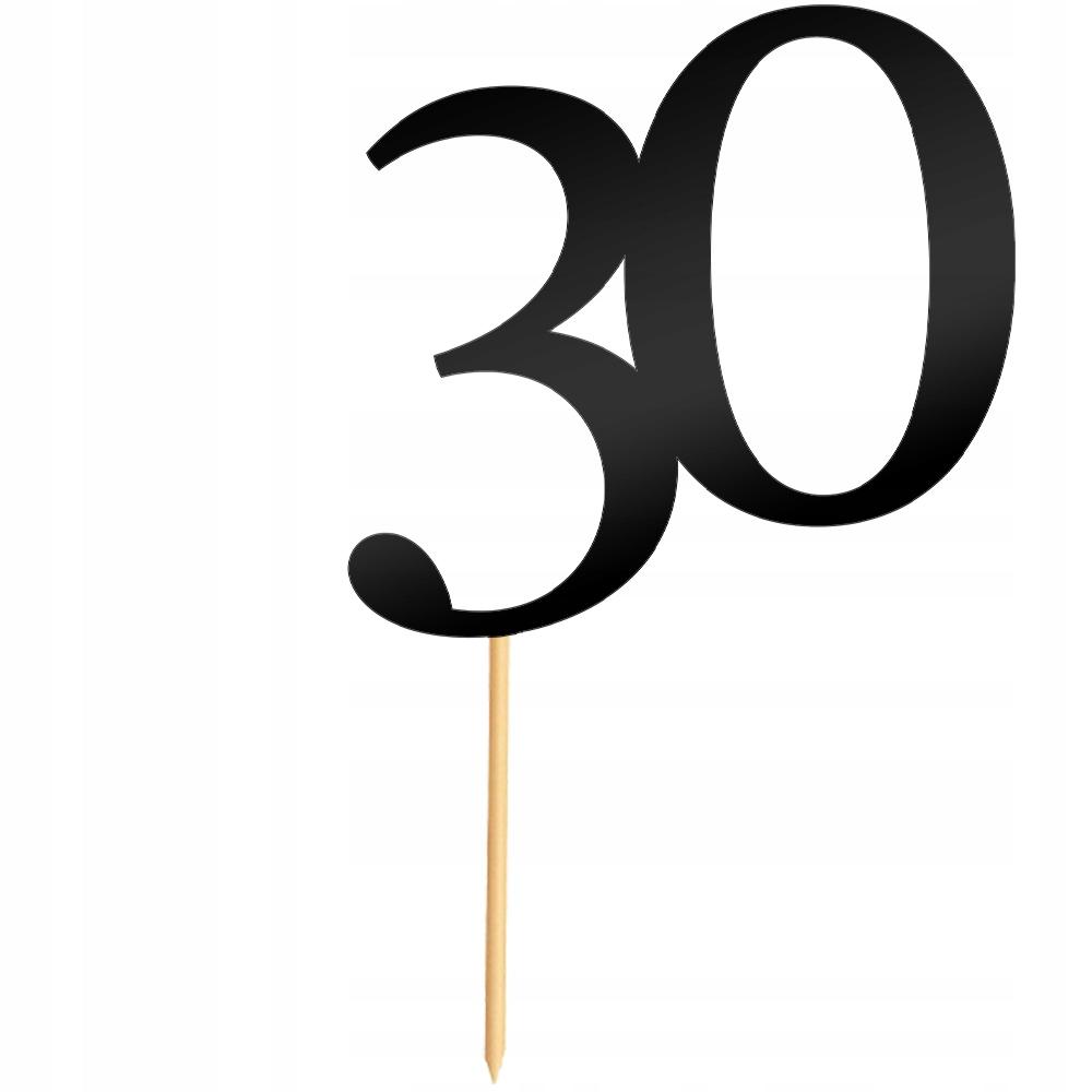 Cake Topper Decoration Number 30 Digit Birthday Anniversary Black
