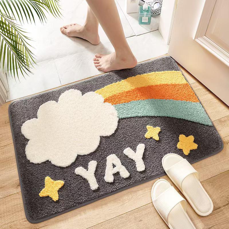 Cartoon Bathroom Toilet Faux Cashmere Floor Mat - Dirt-Resistant & Easy To Clean