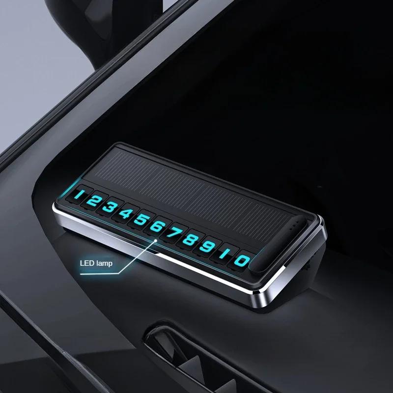 Solar Powered LED Parking Card Holder - Temporary Parking Pass with Multiple Number Options Car Park Stop Hidden Plate Gadgets