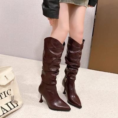 Fashion Women's Pointed Toe Knee-high Boots Parka Stiletto Elegant Ladies Shoes Sexy Fashion Winter