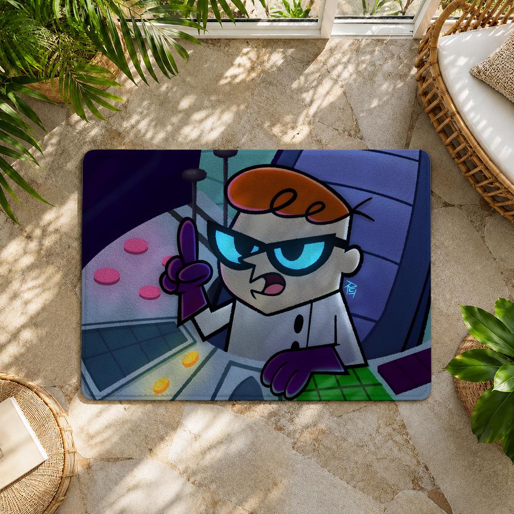 Cartoon D-Dexters Laboratory Good Quality Floor Mat Flannel Rug Non Slip Soft Washable Entryway Hallway Bathroom Kitchen Decor