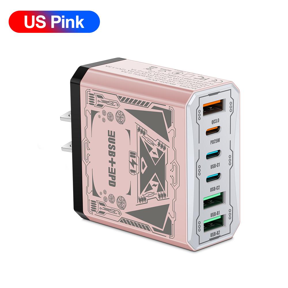 Carregador Rápido 25W 3 USB 3 PD Carregamento Rápido QC3.0 Carregador de Viagem Para iPhone Samsung Xiaomi Adaptador de Telefone Celular Tomada UE/EUA/Reino Unido