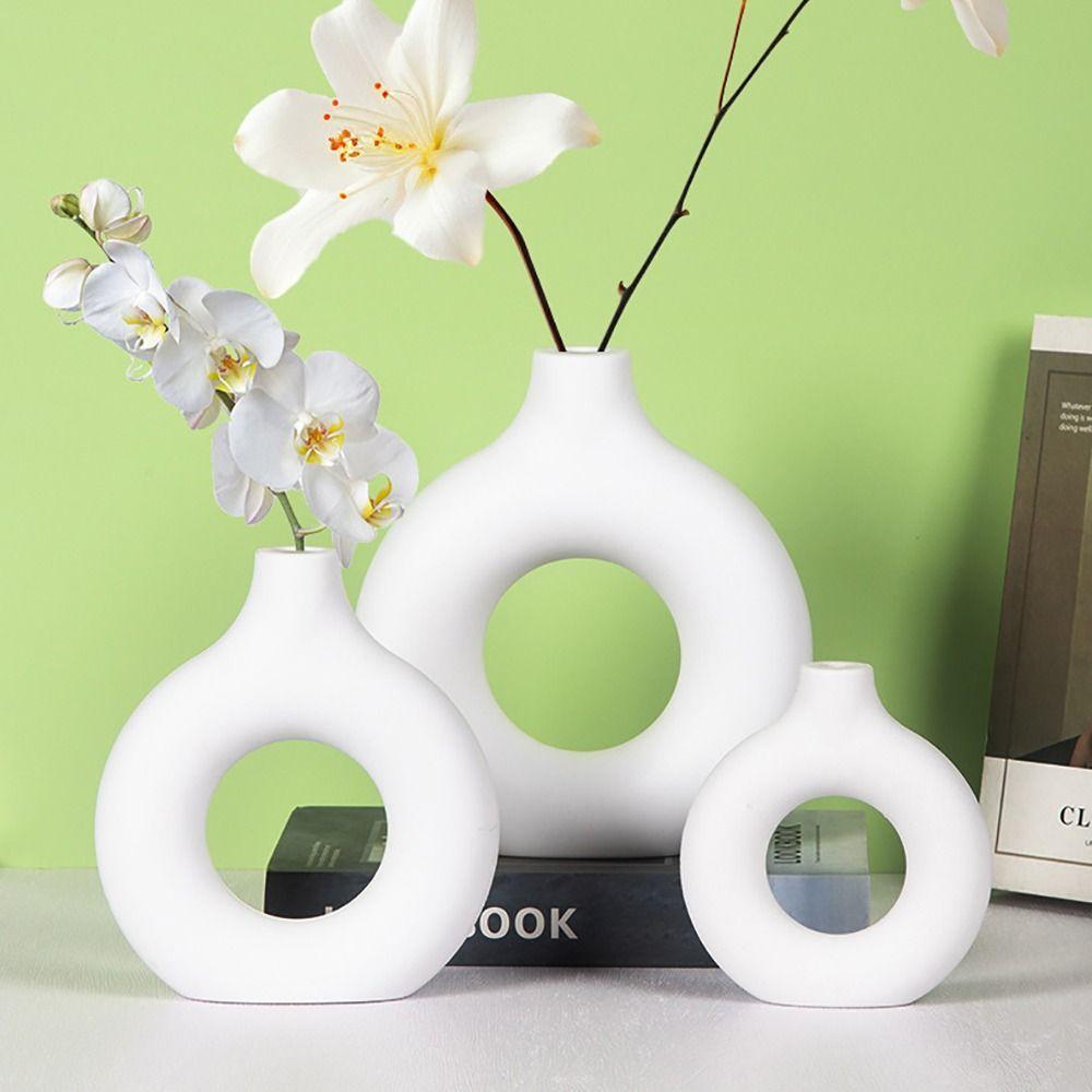1Pcs Imitation Ceramic Plastic Vase Nordic Style Flower Pot Home Decorations Ornaments  Living Room