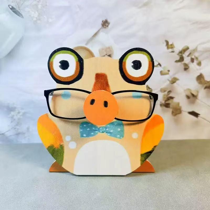 Wooden Animal Glasses Holder Display Stand for Office or Living Room Decor