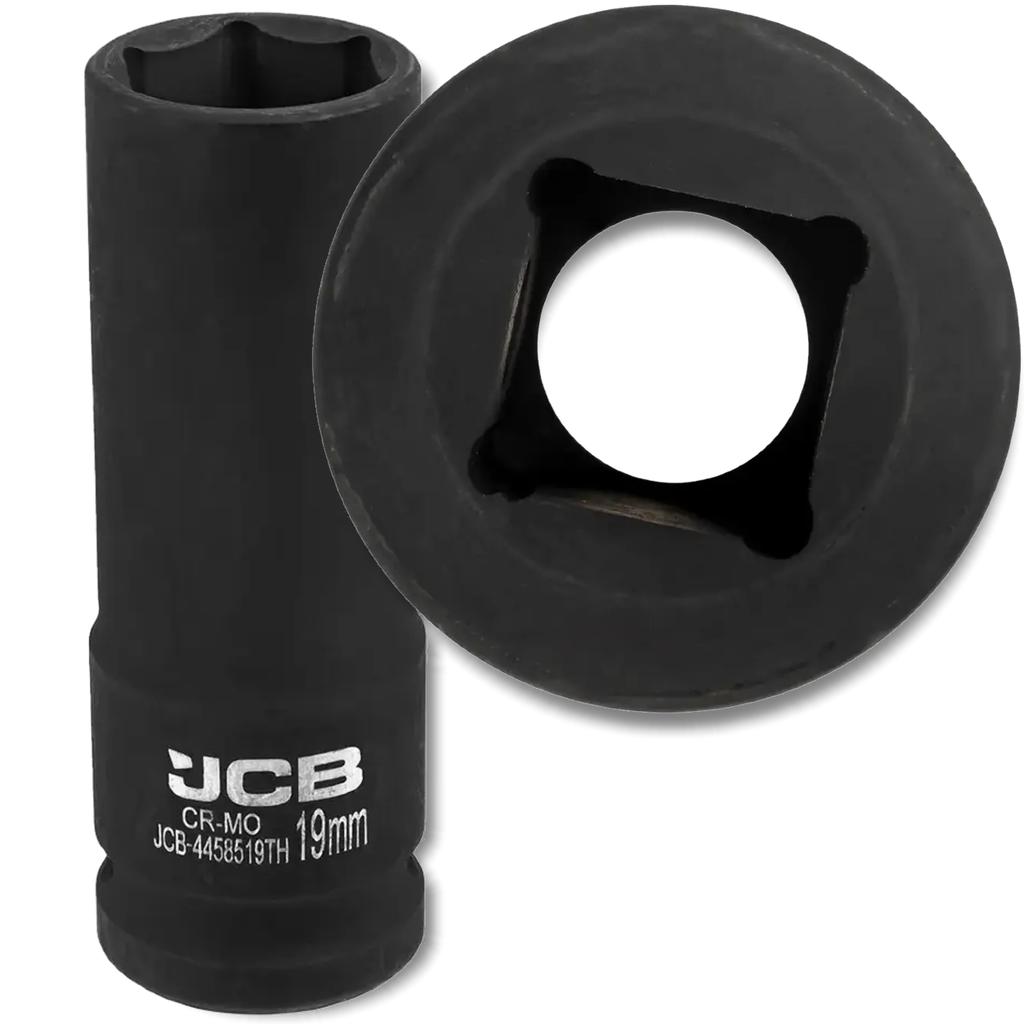 JCB 1/2" Cr-Mo 6-point Deep Thin-wall Impact Socket 19mm