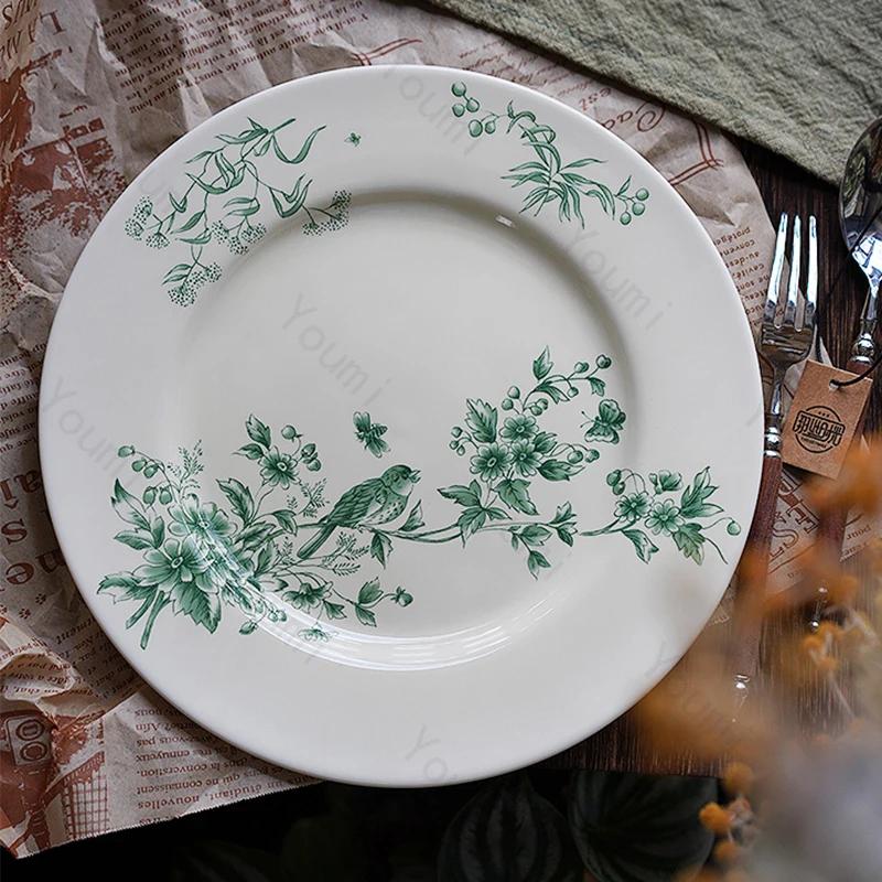 Vintage Französischer Stil Keramikteller Nachmittagstee Snacks Desserts Köstliche Gerichte Speiseteller Exquisites Haushaltsgeschirr