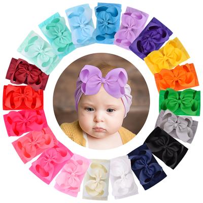 1 Stück Einfarbig Große Baby Schleifen Zöpfe Turban Stirnband für Kinder Mädchen Handgemacht Neugeborene Kleinkind Kopfschmuck Haarschmuck