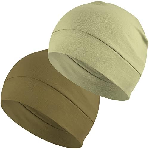 Confezione da 2 berretti Headshion leggeri 100% cotone, cappelli per dormire, berretti con ricamo 3D a teschio per uomo e donna, fodera traspirante per casco