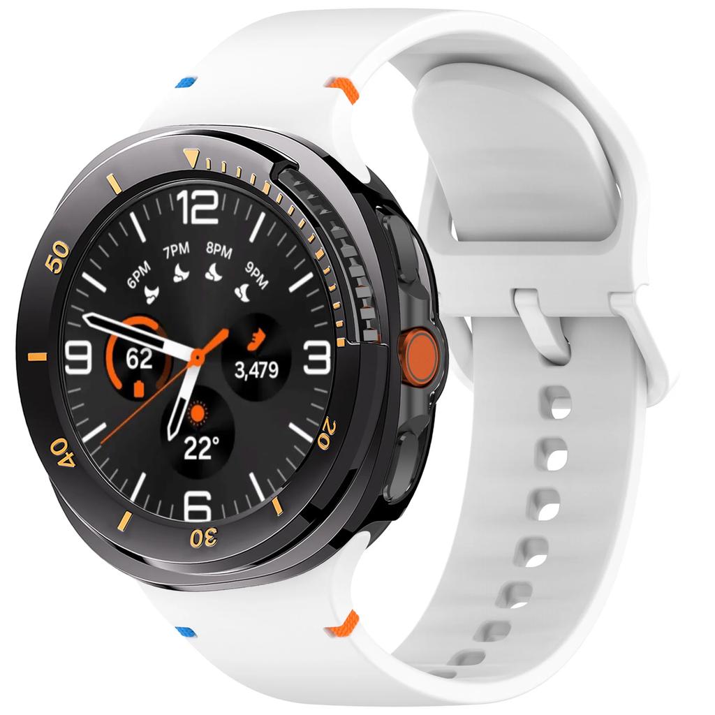 Silicone Band+Protective Case for Samsung Galaxy Watch 8 Classic 46mm Sport Strap Hard PC Bumper No Screen Film Watch Bracelet