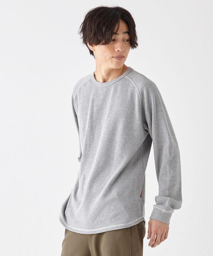 [CLIFMEYER] Honeycomb Waffle Long-Sleeve T-Shirt for Men, X-LARGE, Gray