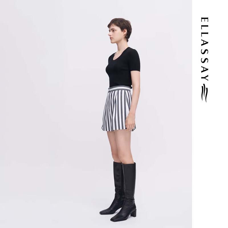 ELLASSAY Women's Mulberry Silk Short Sleeve Knit Top