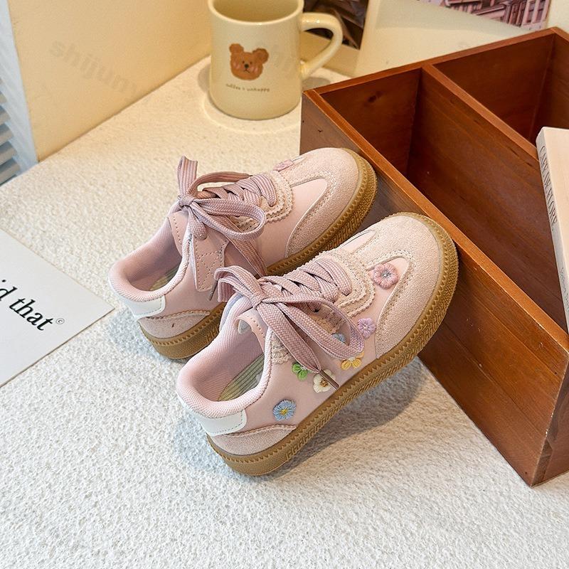 Children's Embroider Fashion Low Top Casual Sports Shoes Autumn New Girls' Comfortable Versatile Non Slip Lace Up Sneakers