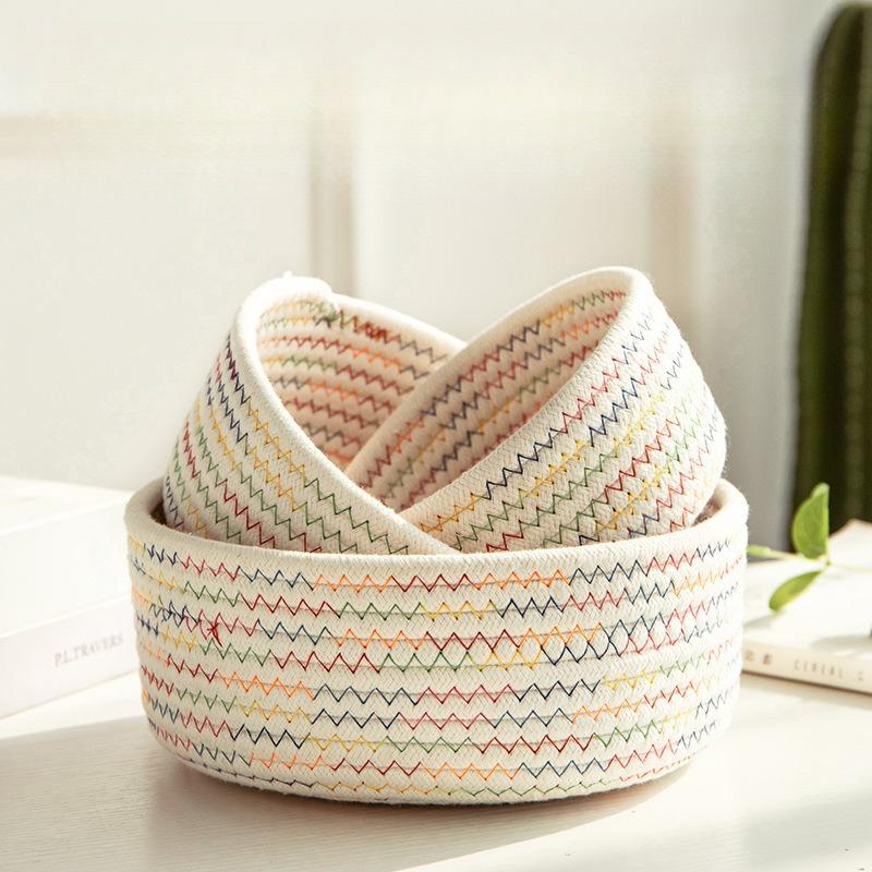 

Woven Cotton Storage Basket for Cosmetics & Desk Small 17*8cm 0.13kg