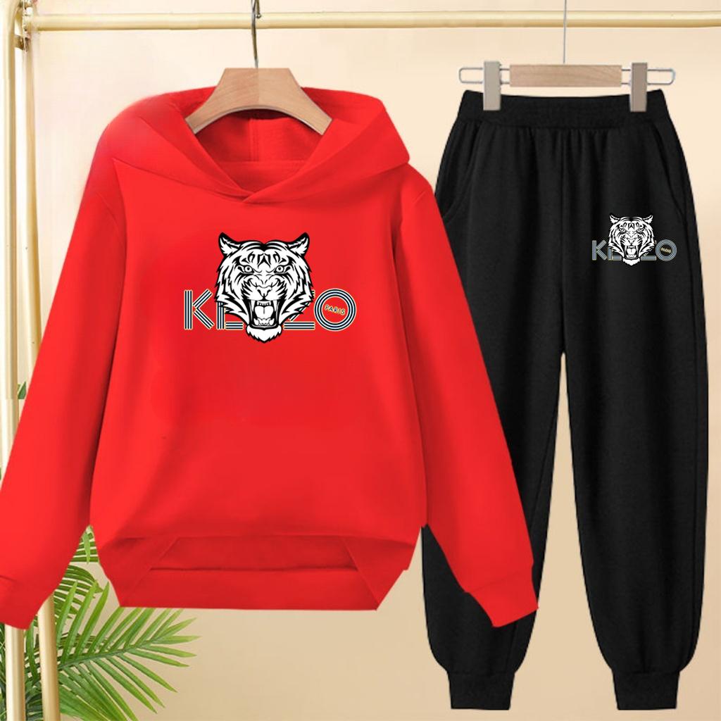Children's 3-12Yrs Tiger print Pullover Hoodie Boys Girls Toddler Sweatshirt+Trousers Casual Fashion Charming Sports Jogging Set