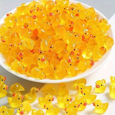 60pcs Luminous Duck Ornament Mini Ducks Resin Tiny Decor Statue Garden Figurines Home Decor For Party Favors, Birthday Gifts Holiday (Assorted Colors)