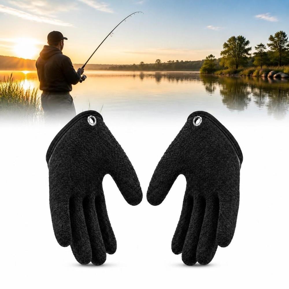 1 Pair Non-Slip Fishing Gloves Latex Fisherman Gloves Durable Fish Catching Gloves Sea Fishing