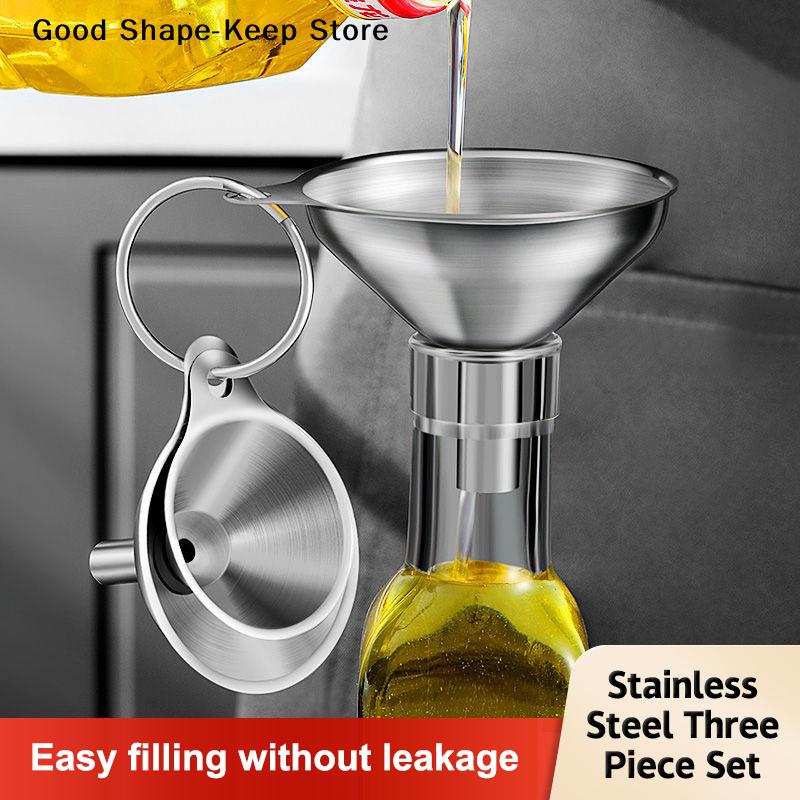 Stainless Steel Kitchen Funnels Small Funnels For Essential Oil Spices Set Food Grade Metal Funnels For Filling Bottles