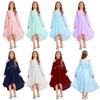 Girls Off Shoulder Halter Neck Dress Long Sleeve High Waist Ruffled Hem Fake Diamond Embellished Prom Dress