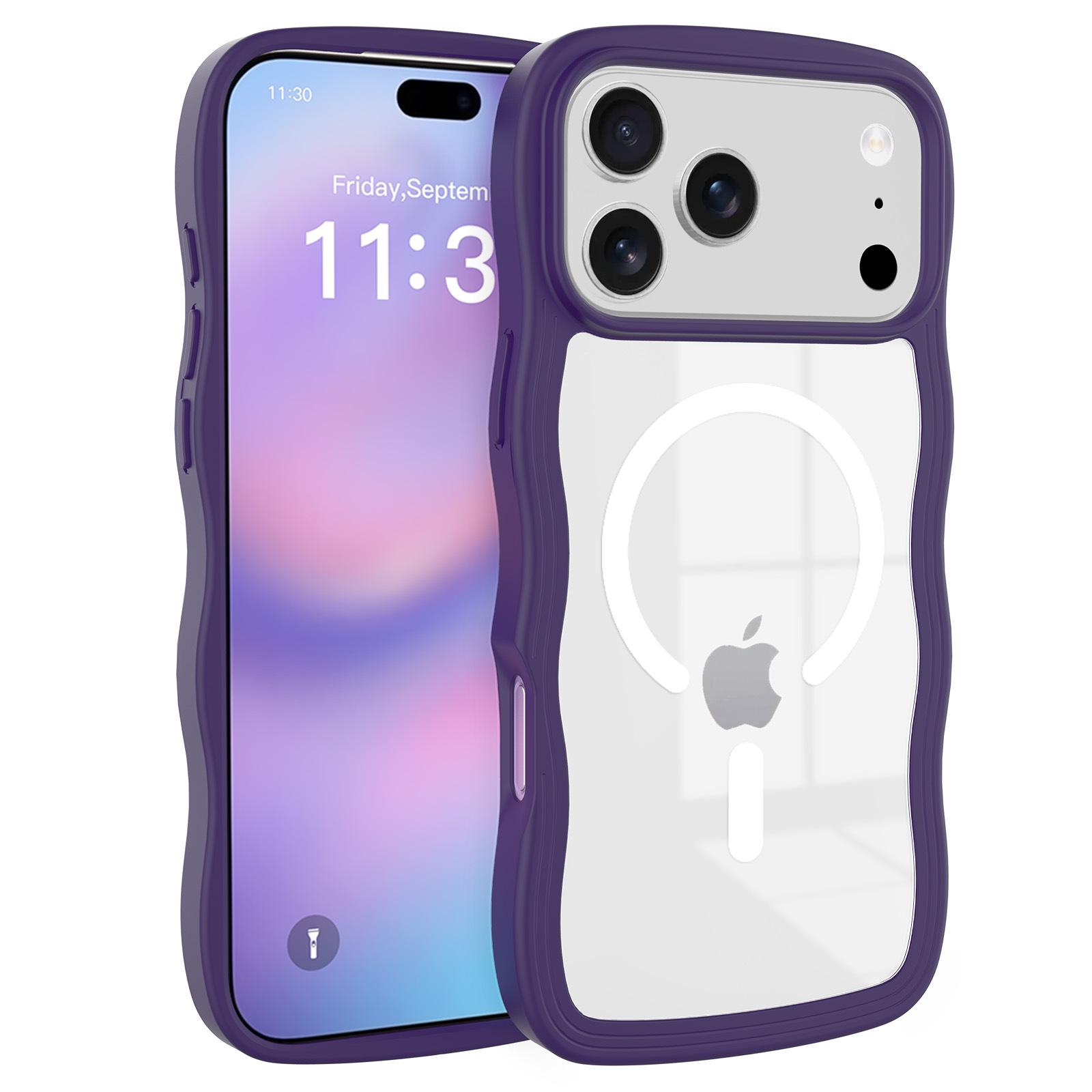 

For IPhone 17 Wave Edge Transparent Phone Case Magnetic 16promax for Apple 2-in-1 15 Protection Soft Case For iPhone 17 Air