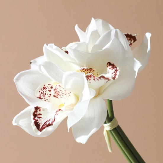 4 Bundles Artificial Phalaenopsis Flower Real Touch Large Fake Orchids Flowers Stem for Vase Home Wedding Party Decor