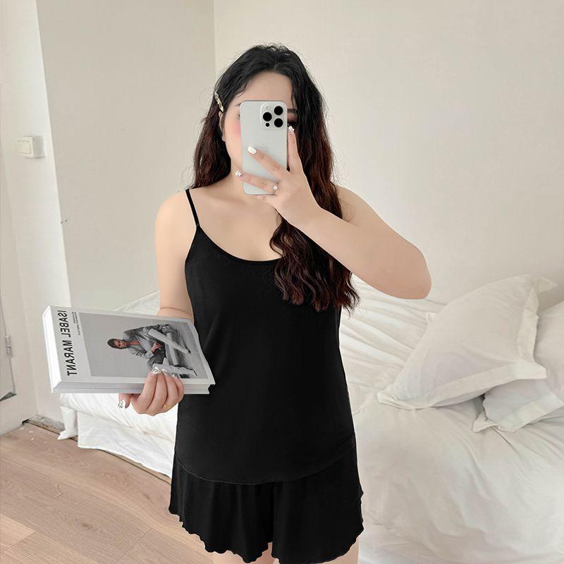 

Plus size women clothing [Cool Sexy Pajamas] Summer New Cami Shorts 100.00kg Homewear Set