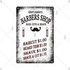 Classic Barber Shop Vintage Tin Signs Decorative Metal Plaque Metal Retro Wall Plates Salon Haircut and Shave Poster Wall Decor