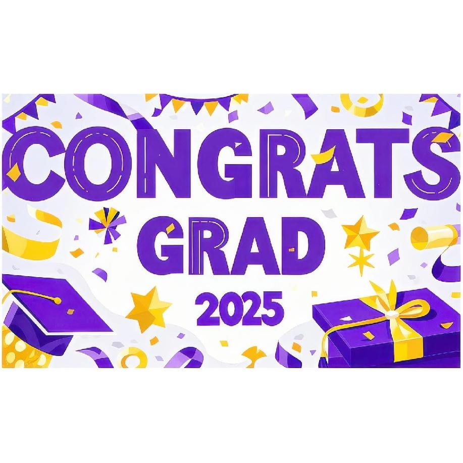 Preschool Graduation Banner Outdoor Backdrop Graduation Decorations 71x43 Inches 2025 Congrats Grad Banner with Balloons Train Ideal for Preschool