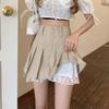 Lace-trimmed Pleated High-waisted A-line Skirt New Style Anti-exposure Slimming Hot Girl