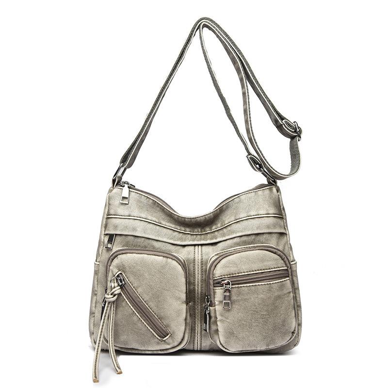 Bolso de Hombro Único para Mujer con Múltiples Bolsillos, Bolso de Mano Suave, Bolso Cruzado Informal, Bolso Retro Tipo Mamá para Mujer