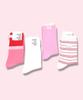 Enjelsagseu Sock Gift Set 006 - Raspberry Pink Striped White Cotton Fashion Women'S Socks
