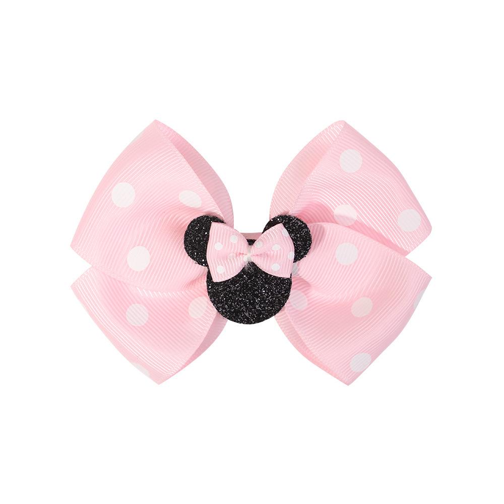 New Girl Headwear Mickey Mouse Hair Accessory Cute Girl Hair Clip Pink Polka Dot Bow Cartoon Hair Clip