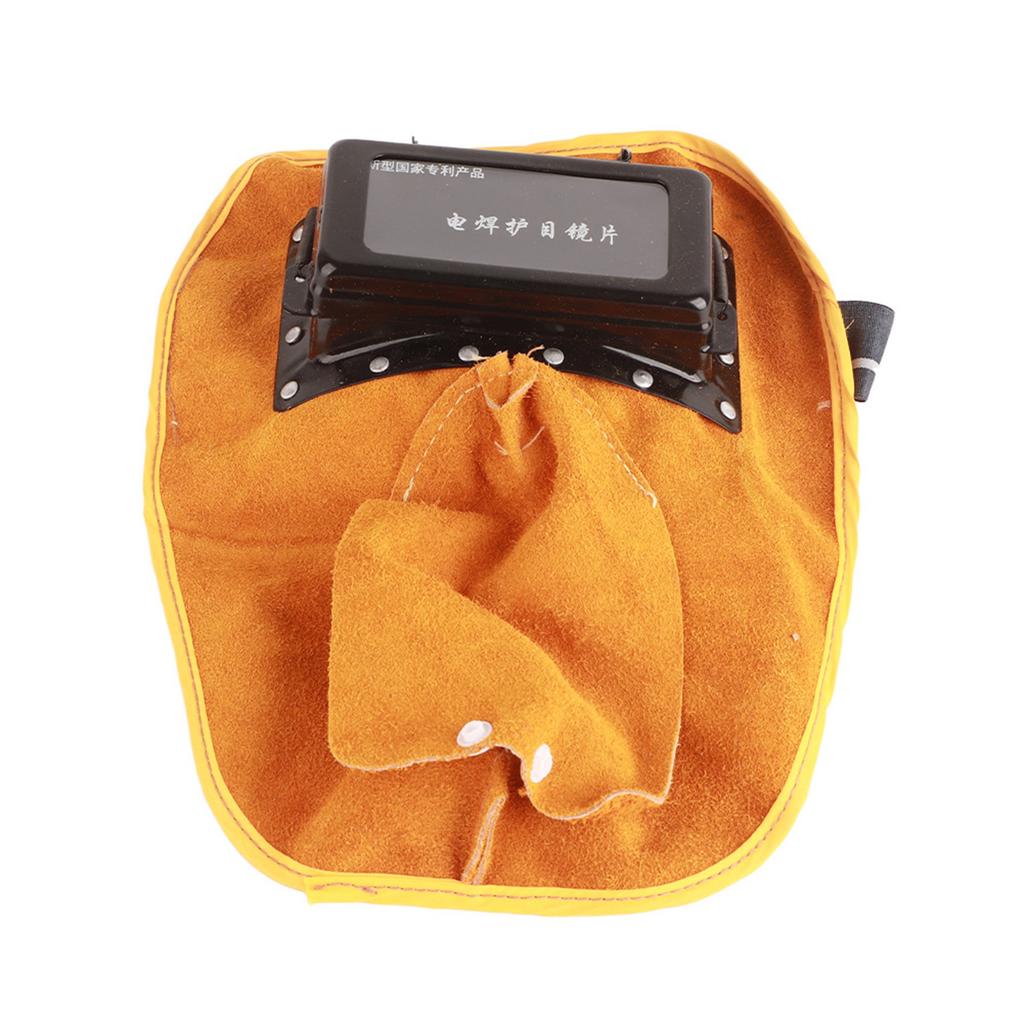 Cowhide Welding Helmet Solar Auto Darkening Dual Lens Anti‑Spatter Heat Insulation Security Head Protection