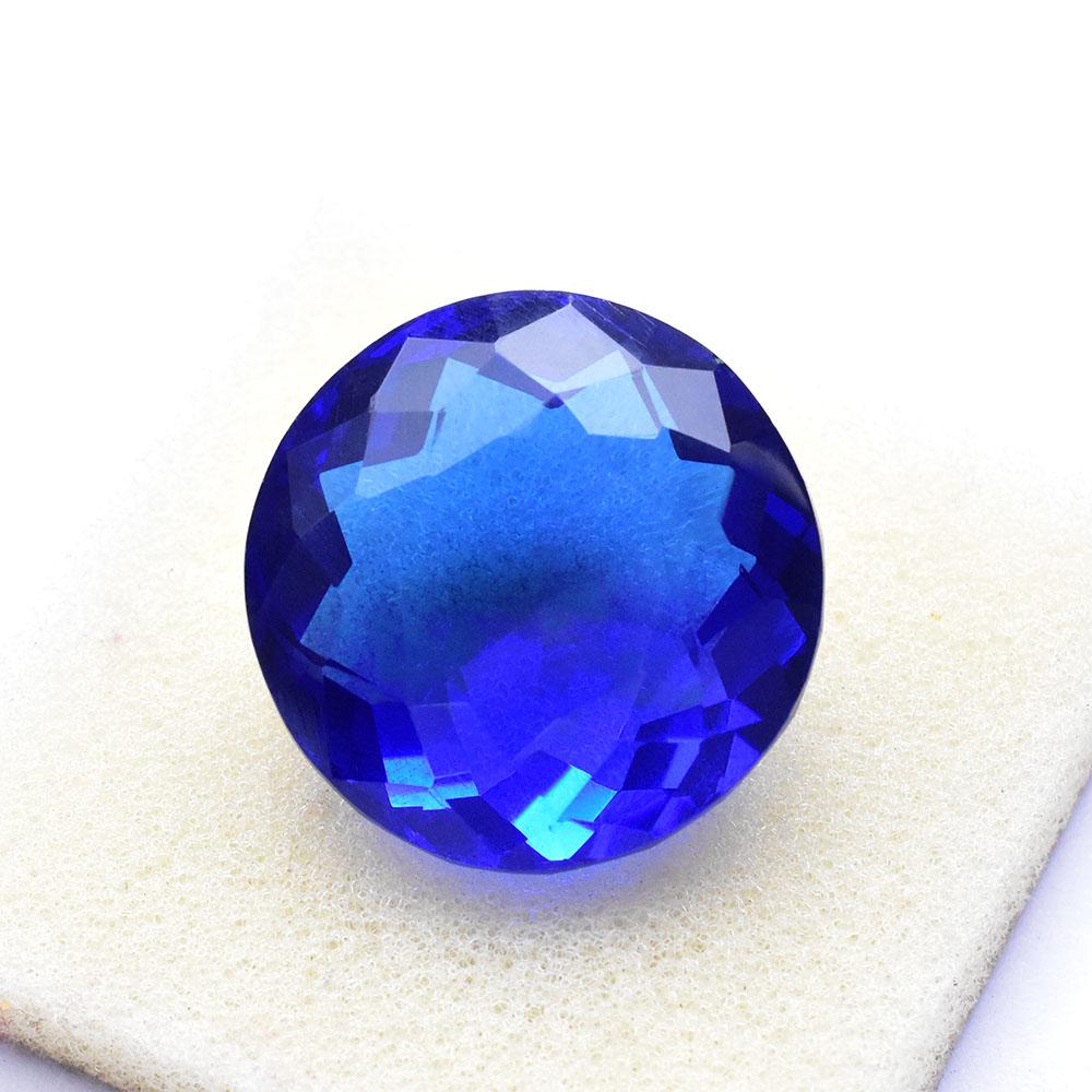 Lab-Created Blue Tanzanite Loose Gemstone Round Cut 68.50 Ct for Jewelry Making and Gem Collections