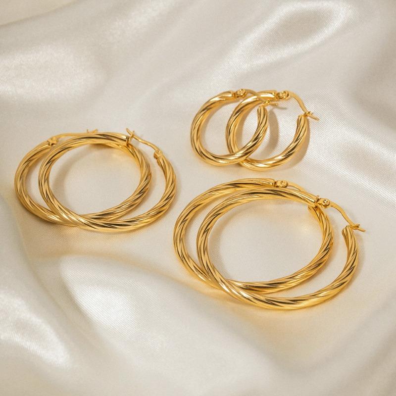 Fashion K gold plated cable texture stainless steel earrings niche temperament earrings personality daily versatile