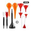 Automotive Plastic Funnel Set Multi-use Flexible Right Angle Funnels for Water/Gasoline/Coolant/Engine Oil