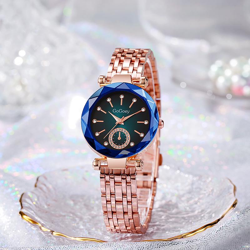 Stilvolle Wasserdichte Quarz-Damenuhr mit Stahlarmband