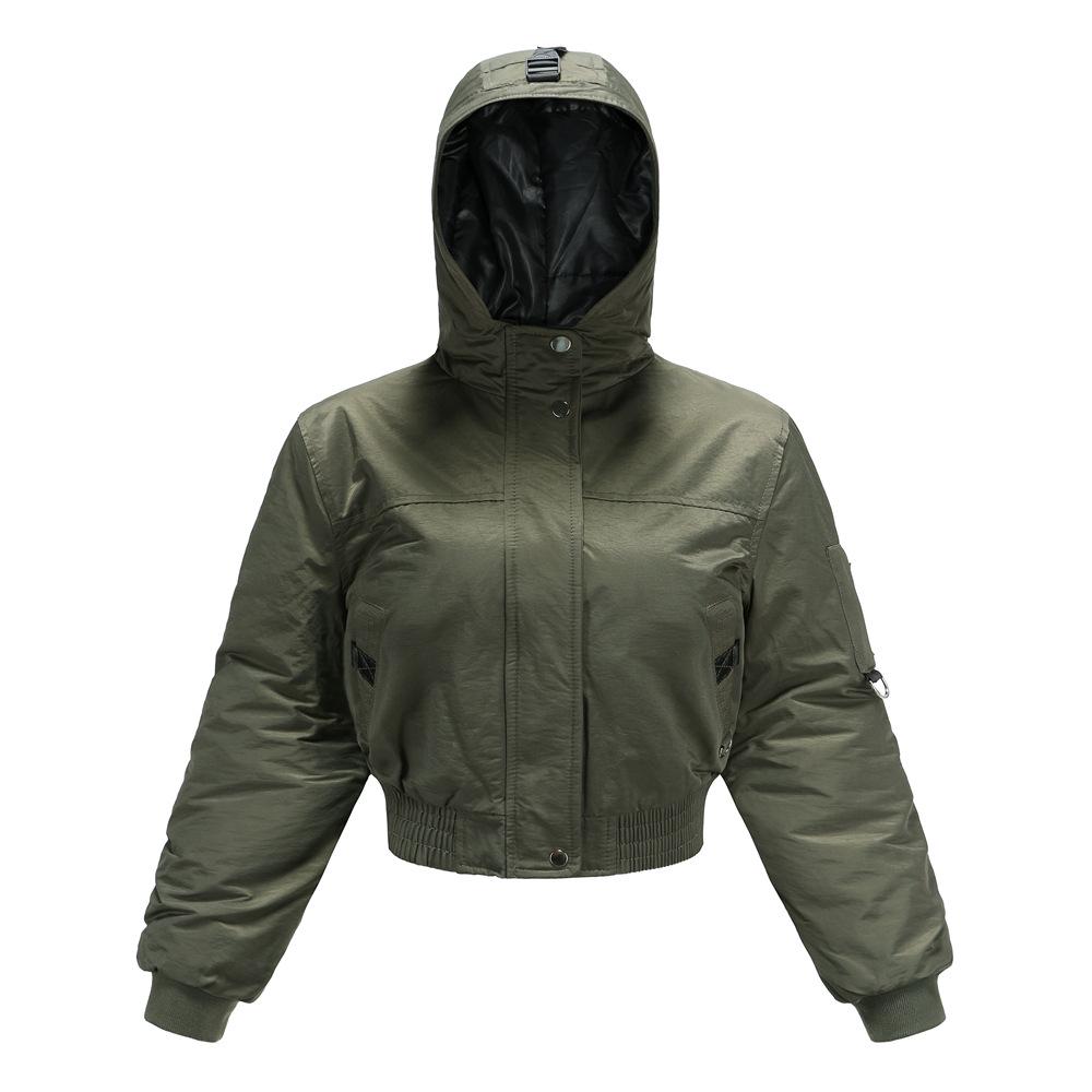 

New Autumn and Winter Padded Women s Cotton-padded Clothes Hooded Tooling Jackets Women XXL
