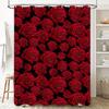 Luxurious Red Rose Print Shower Curtain Waterproof Decorative Home Decoration For Bathroom