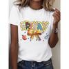 Trendiges grafisches Print Polyester Kurzarm-T-Shirt Weiche Haptik Leicht Atmungsaktiv Frühling