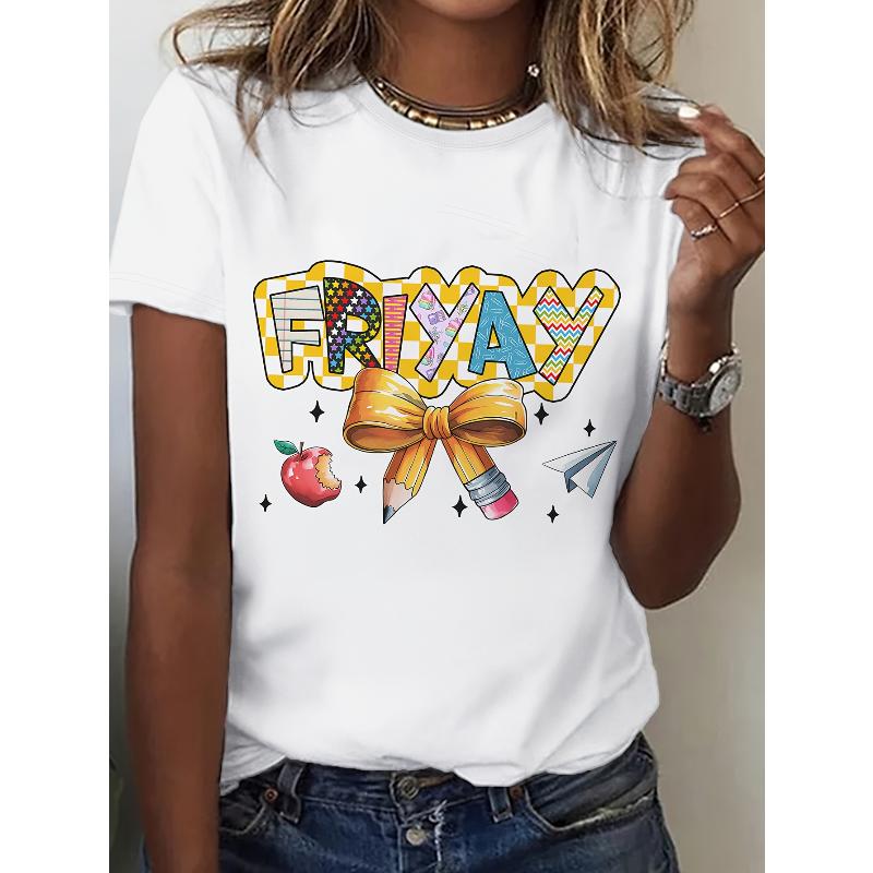 Trendy Graphic Print Polyester Short Sleeve Tee Soft Touch Lightweight Breathable Spring XXL белый