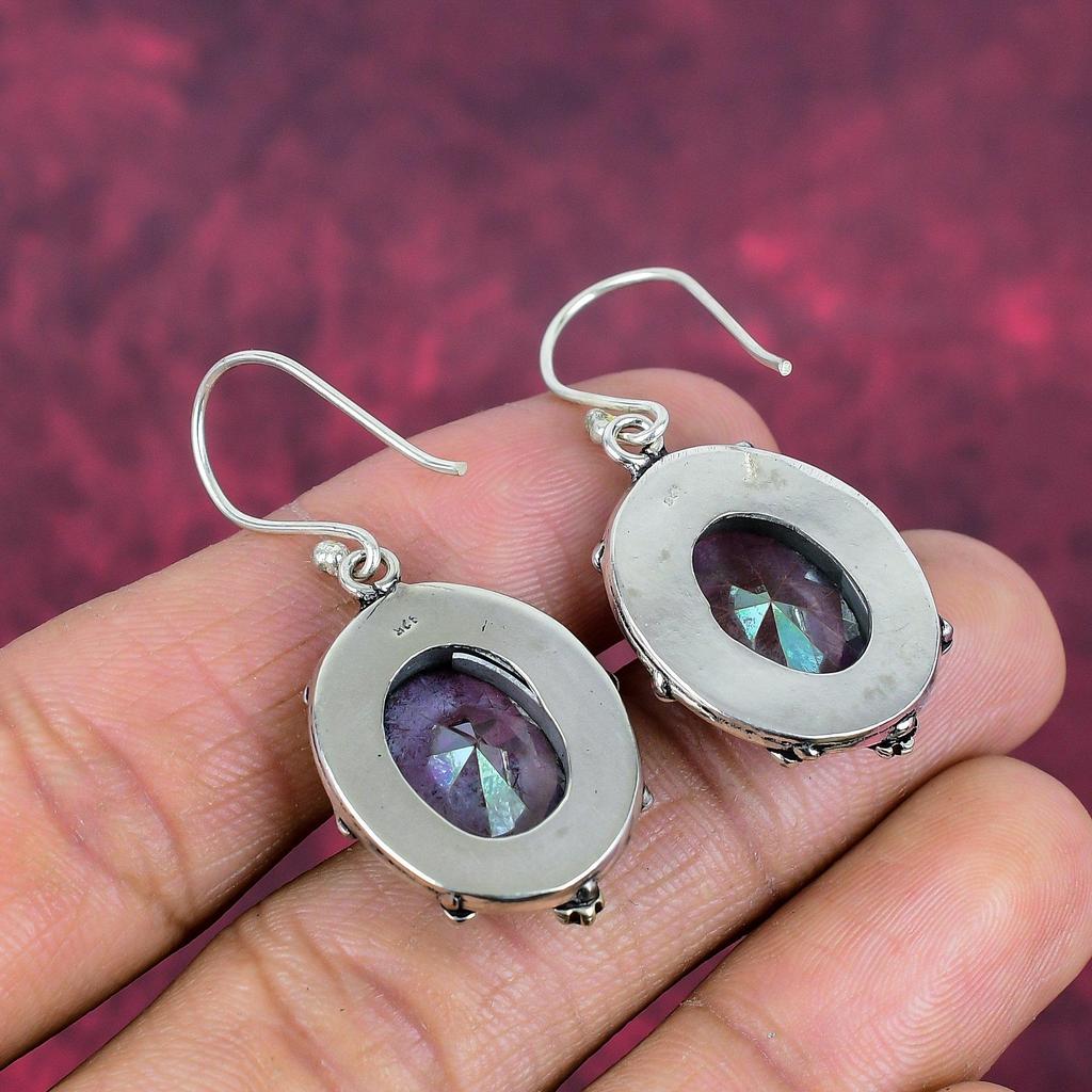 Mystischer Topas 925 Sterling Silber Ohrringe, handgefertigte Edelstein Schmuck Ohrringe, für den Gedenktag